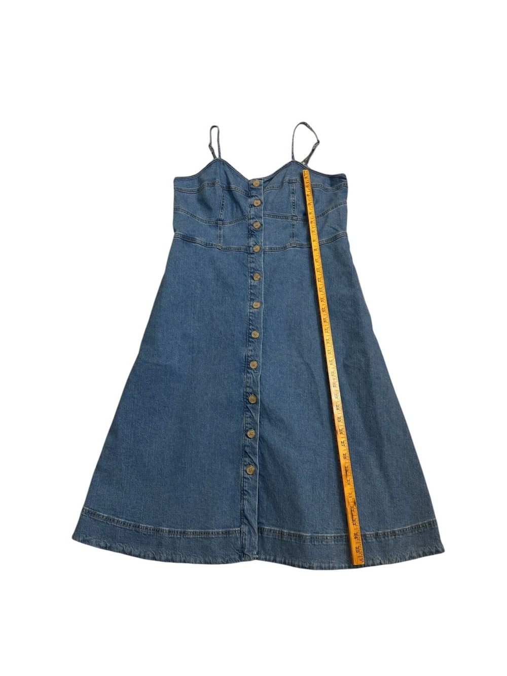 Universal Thread Denim Corset Midi Dress Button Front Smocked Back Pockets XL - Picture 5 of 11
